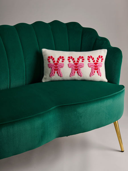 Shiraleah Pretty Candy Cane Pillow, Ivory