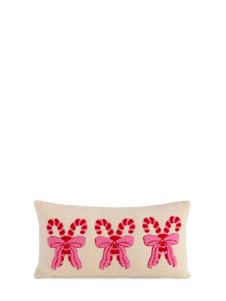 Shiraleah Pretty Candy Cane Pillow, Ivory