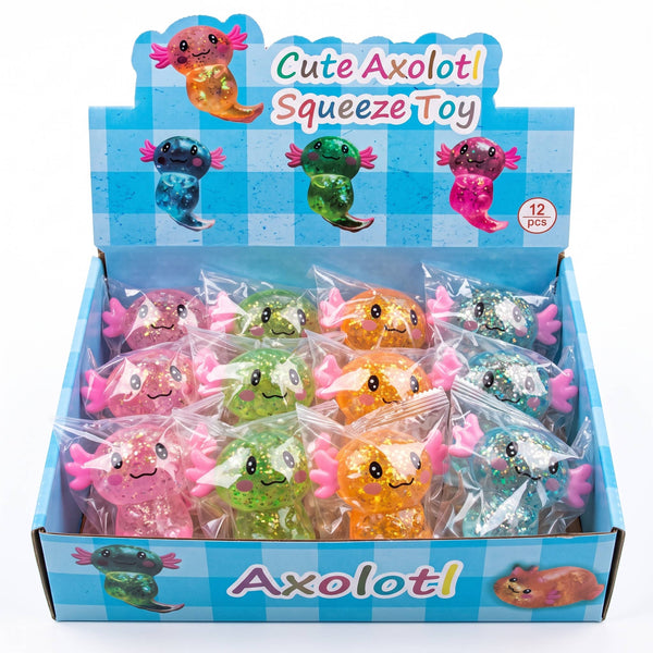 Glitter Axolotl Maltose Squishy Sensory Fidget Toy