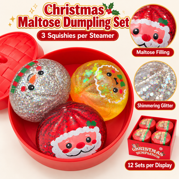 2.5" 3pc Christmas Maltose Dumpling Squishy