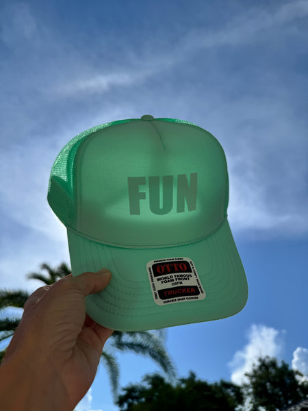 FUN FUNNER FUNNEST trucker hat