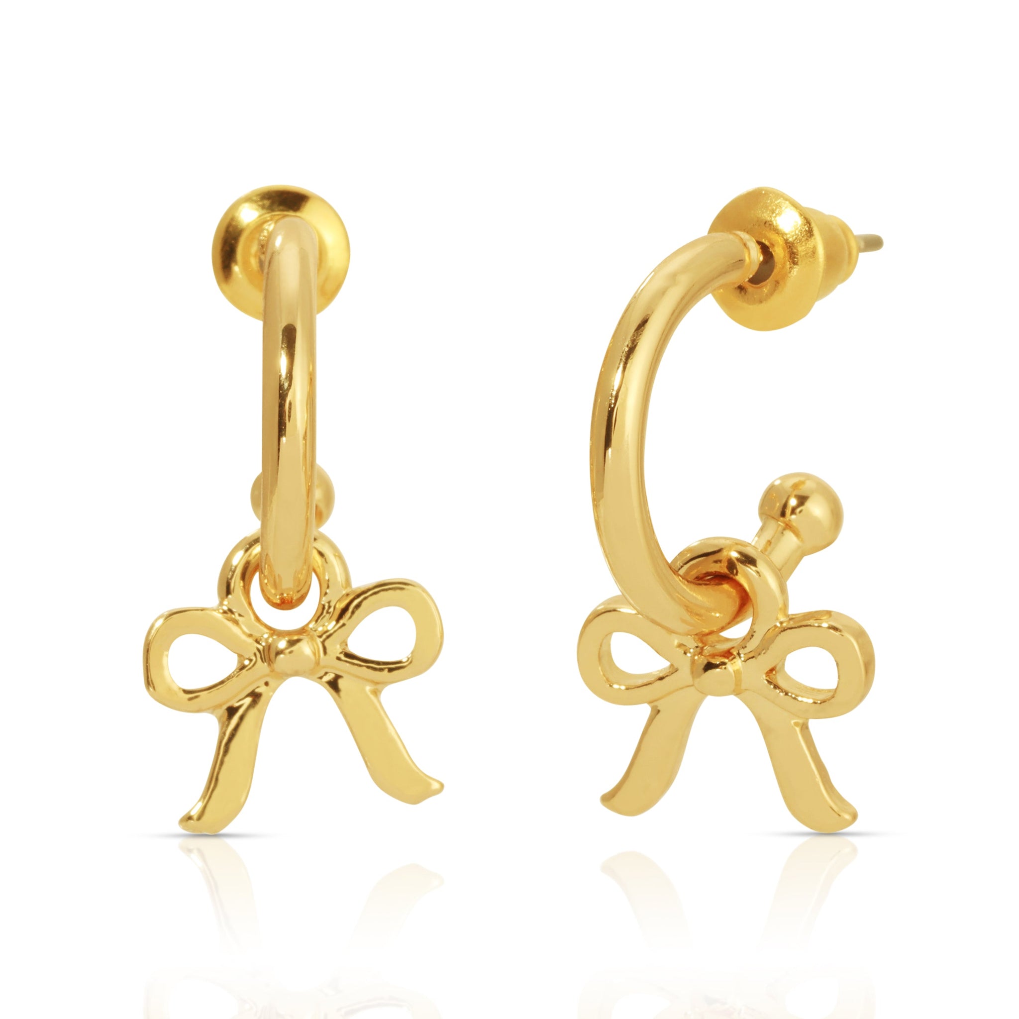 Beautiful Bow Charm Hoop Earrings