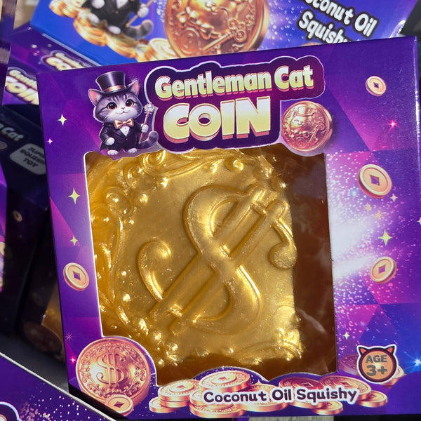 Vaseline Cat Gold Coin Squeeze Toy – Coconut oil filled