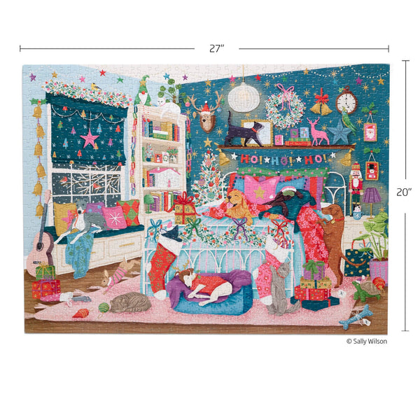 Christmas Morning 1000 Piece Gold Foil Puzzle Holiday Gift