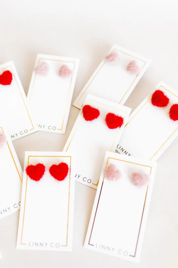 Linny Co Amor Fuzzy Heart Earrings