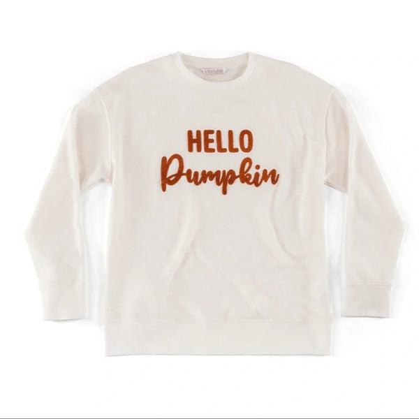The Shiraleah "Hello Pumpkin" Pullover, white