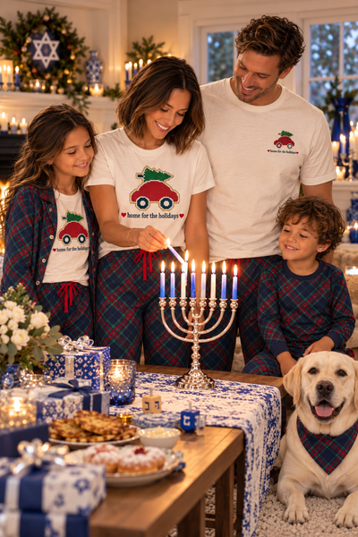 Home for the Holidays Family PJ 4 piece set: Girls