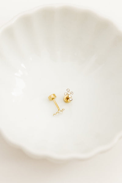 Screwback Stud Earrings - Clara Cross Gold Sparkle
