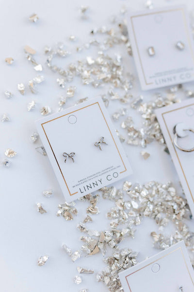 Screwback Stud Earrings - Sadie Bow Silver