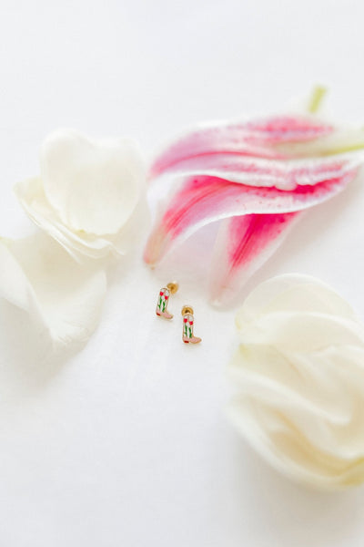 Screwback Stud Earrings - Tulip Cowgirl Boot