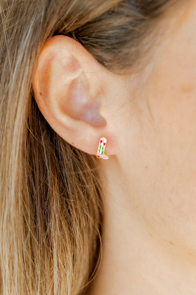 Screwback Stud Earrings - Tulip Cowgirl Boot