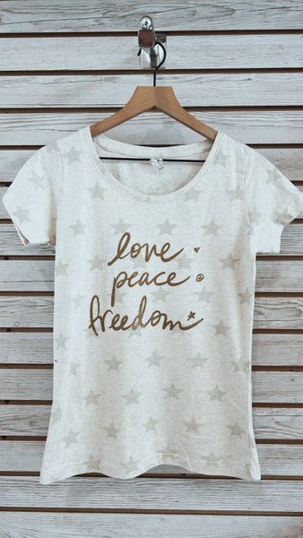 Love Peace Freedom star tee