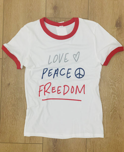 Love Peace Freedom unisex adult t-shirt