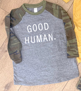 GOOD HUMAN youth raglan tee