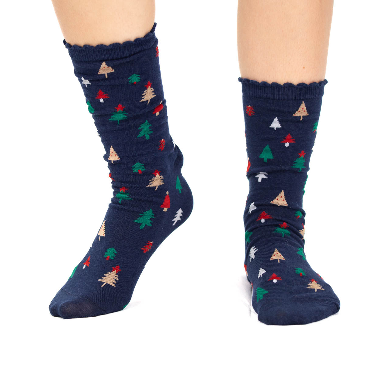 Festive scalloped holiday socks